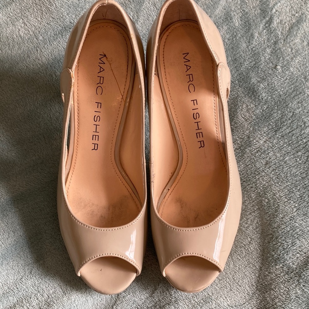 Marc Fisher Cream Peep Toe Heels
